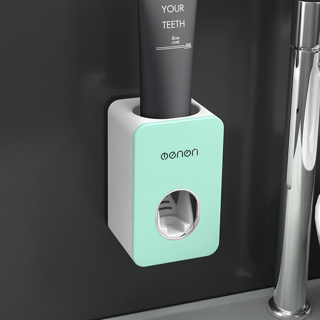 Automatic Toothpaste Dispenser Dust-proof Toothbrush Holder Toothpaste Squeezers Tooth Wall Mount Stand Bathroom Accessories Set
