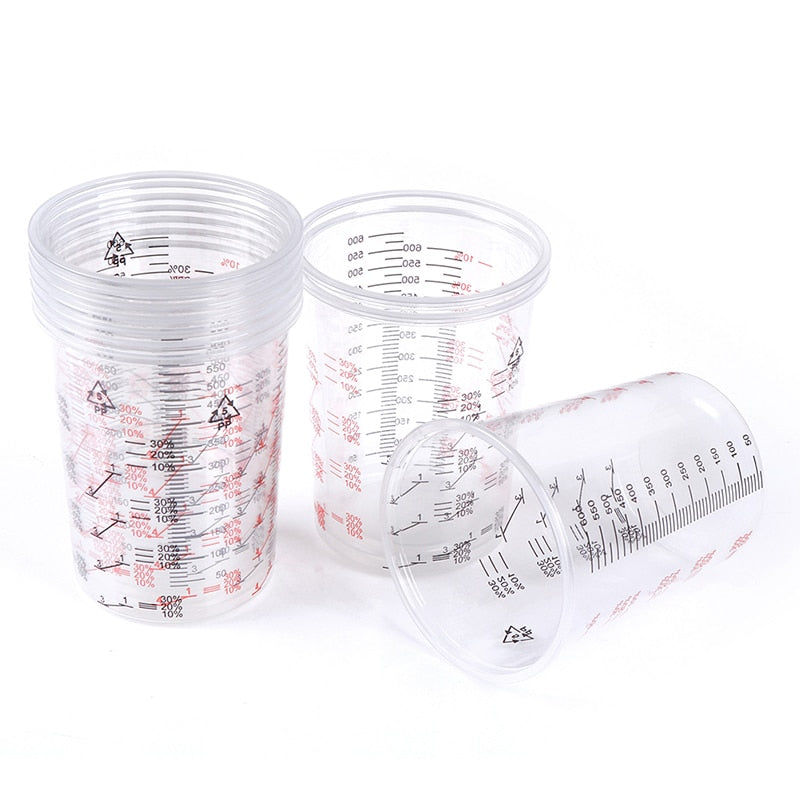 10pcs 600ml Mixing Pots Paint Mixing Calibrated Cup For Accurate Mixing of Paint and Liquids Plastic Paint Mixing Cups