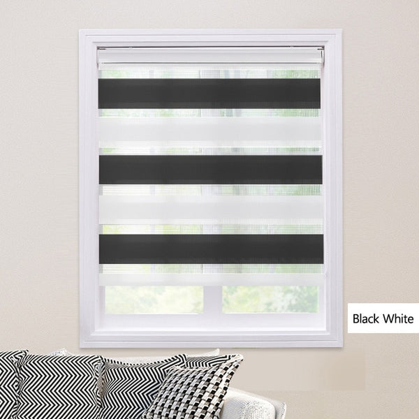 Shell Valance System Transparent Zebra Blinds Double Layer light shading Window Roller Blinds for Living Room Bedroom Study
