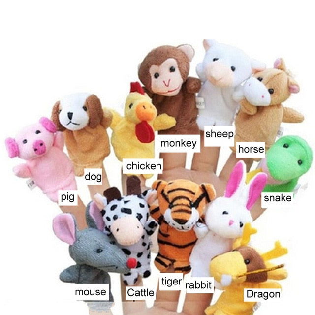 12 Pcs Children Gift Tell Story Props Children Furniture Sets Christmas Baby Finger Puppets Zodiac Animals Kids Toys Plush Toy